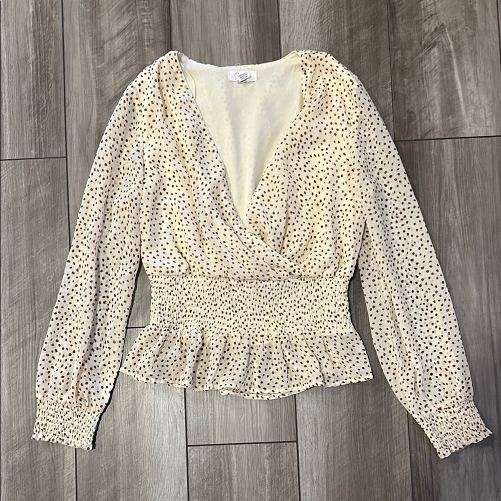 Polka Dot Cream Blouse
